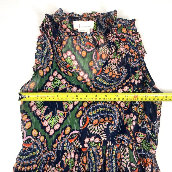 Anthropologie Elmira Ruffled Midi Dress Floral Motif Size 2 - Picture 9 of 11